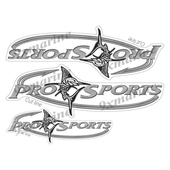 3 Pro Sports Boat Stickers "3D Vinyl Replica" of original - 10" long