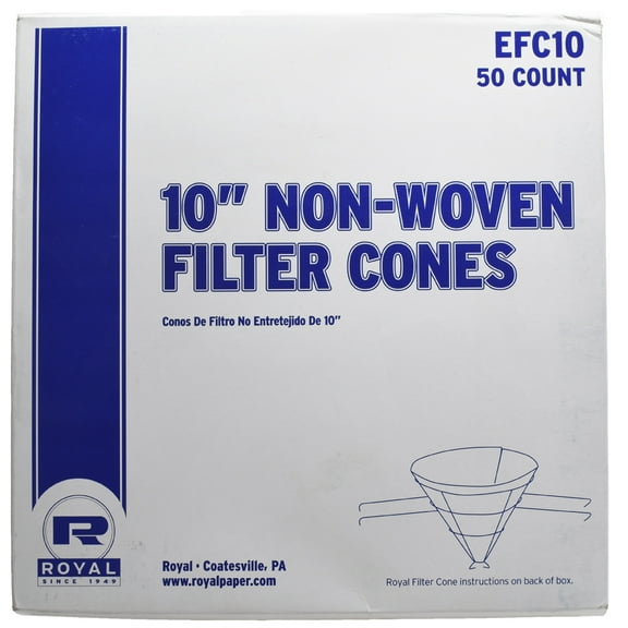 Royal Premium 10" Econoline Non Woven Filter Cones, Package of 50