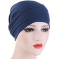 thumbnail image 4 of Bangcool Turban Cap Pleated Simple Solid Color Elastic Beanie Hat Slouchy Hat for Women, 4 of 6