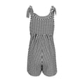 thumbnail image 5 of QATAINLAV Summer Plaid Romper for Women Casual Cute Tie Straps Sleeveless Short Jumpsuit Loose Fit Wide Leg Onesie Shorts Overalls Black L 90% off Clearance Sale, 5 of 7