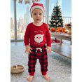 thumbnail image 3 of Cjfdfy Newborn Baby Boy Girl Christmas Fall First Christmas Outfit Long Sleeve Romper Plaid Pants And Hat Three-piece Set Infant Cute Santa Claus Pattern Clothes Set, 3 of 9