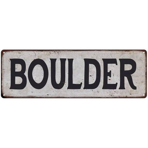 BOULDER Vintage Look Rustic Metal 6x18 Sign City State 206180041102