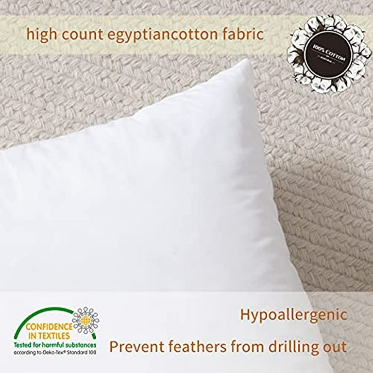 Down Feather Throw Pillow Inserts 14x22 Square Form Sham Stuffer Premium  Hypoallergenic Cotton Lumbar White Decorative Sofa Cushion Couch 