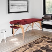 Saloniture Professional Portable Folding Massage Table with Carrying Case - Burgundy