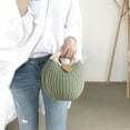 thumbnail image 4 of Rattan Handbag Fashionable Straw Shell Shape Storage Handbag for Female Woman Lady (Green), 4 of 6