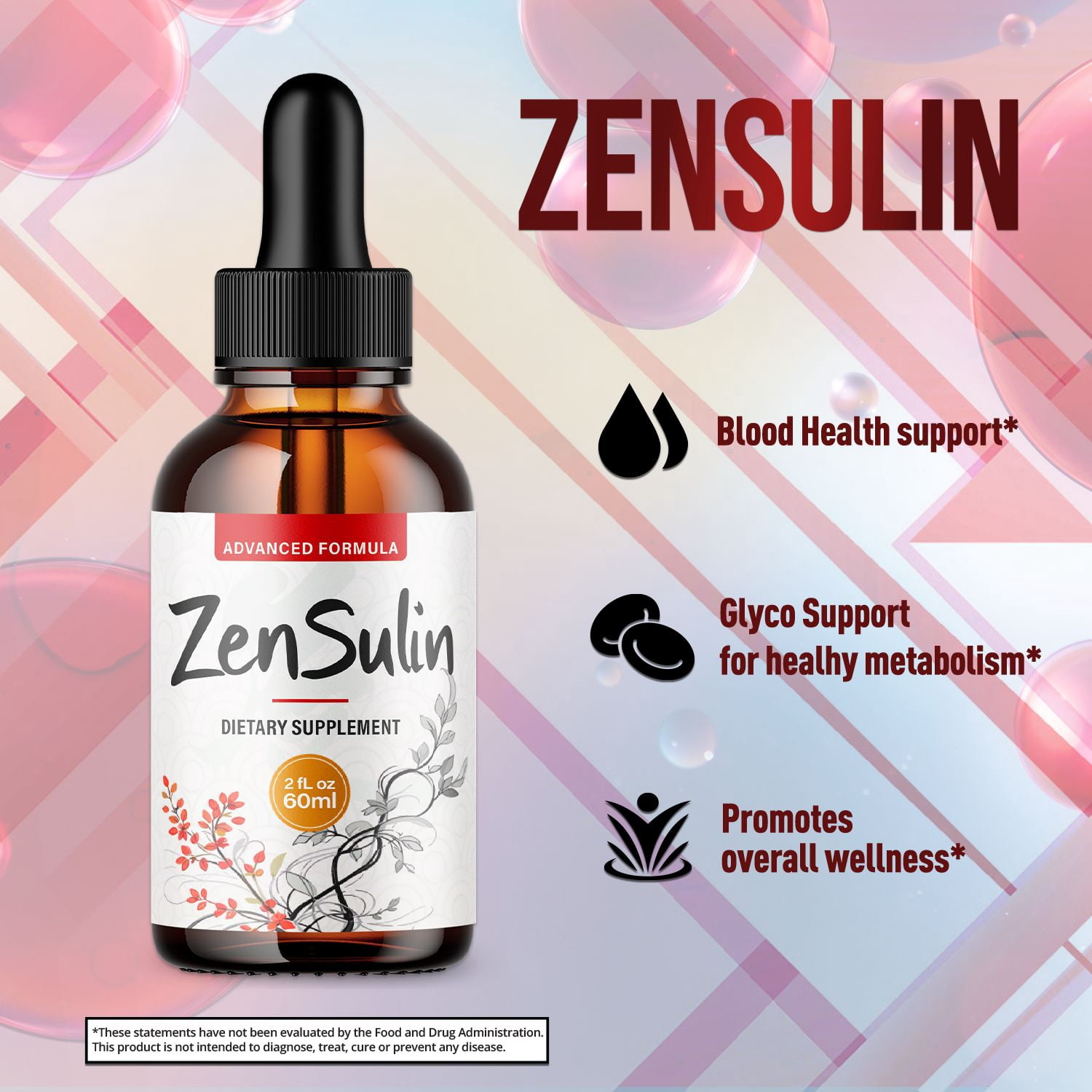 ZenSulin Advanced Formula Drops Natural Support Supplement Zen Sulin 60 Servings