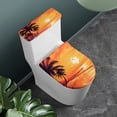 thumbnail image 3 of HELLHERO Palm Tree Motif Round Toilet Lid Dust Cover Soft & Easy Care Toilet Lid Cover Set Easy to Clean Pack of 2 Tropical Sunset Scene, 3 of 8