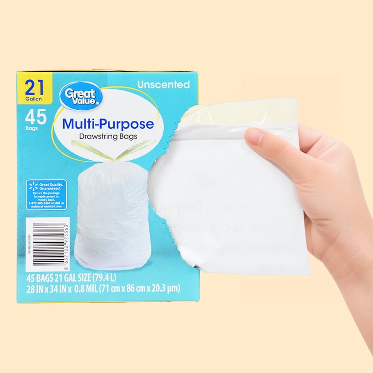 21 Gallon Drawstring Trash Bags, Unscented, 45 Count photo 2