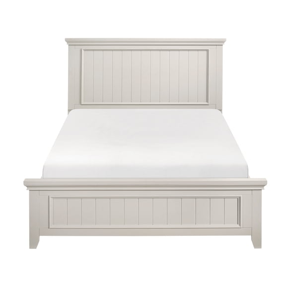 Miekor Furniture Farmhouse Style Full Size Panel Bed 1pc Classic White Finish Modern Bedroom Wooden Furniture BS5961