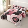 thumbnail image 3 of Castle Fairy Abstract Curved Ring Twin Quilt Set 2 Pieces,Geometric Square Block Twin Coverlet Set,Dusty Rose Black,1 Bedspread and 1 Pillowcase, 3 of 7