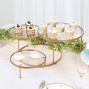 Balsa Circle 23 in Gold 3 Tier Round Metal Cake Dessert Stand Clear Acrylic Plates Party Events Decorations