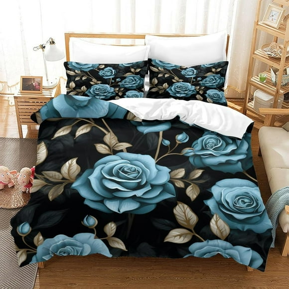 Roses Crib Set, Sports Mattress Protector, 3D Gothic Art Design, Microfibre, 3 Piece Set with Zip And 2 Pillowcases, .
