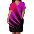 thumbnail image 2 of Vestido de graduación de rayos de luz de neón para mujer vestido de bolsillo suelto rosa morado Rojo, 2 of 6