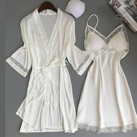 

Roliyen Sleepwear For Womens Pajamas For Women New Satin Silk Pajamas Nightdress Women Robes Underwear Sleepwear Lingerie