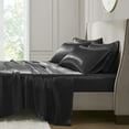 thumbnail image 1 of Madison Park Essentials Satin 6Piece Sheet Set Cal King Black,Cal King, 1 of 8
