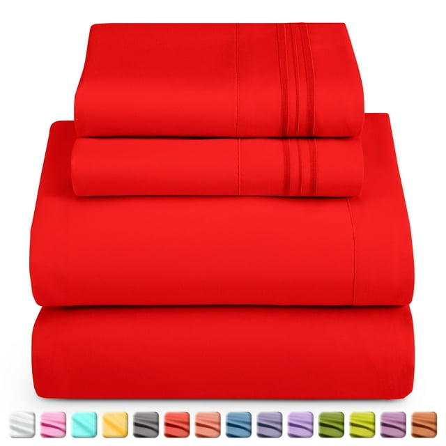 Nestl Ensemble de Draps Simple TG, Ensemble de Draps de Lit 4 Pcs en Microfibre 1800 Series à Poches Profondes