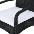 thumbnail image 3 of Warren Outdoor 4 Piece Wicker Chat Set with White Water Resistant Cushions, Black, 3 of 10