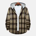thumbnail image 6 of Mens Plaid Flannel Hoodie Jacket Long Sleeve Casual Button Up Quilted Buffalo Sweatshirt Top Thermal Fall Winter Outwear, 6 of 6