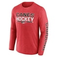 thumbnail image 2 of Men's Fanatics Heather Red Carolina Hurricanes Sweep Iconic Synthetic Long Sleeve T-Shirt, 2 of 3