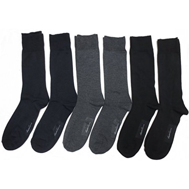 Cole New York Men's Flat Knit Crew Socks, Black/Navy/Charcoal