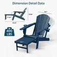 thumbnail image 4 of Folding Adirondack Chair with Adjustable Back&Ottoman, HDPE Poolside Chairs w/Cup Holders & Footrest, Blue, 4 of 6