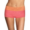 thumbnail image 2 of Maidenform Cotton Dream Boyshort With Lace - Size - 8 - Color - Briny Pink Heather w/Sherbert Orange, 2 of 2