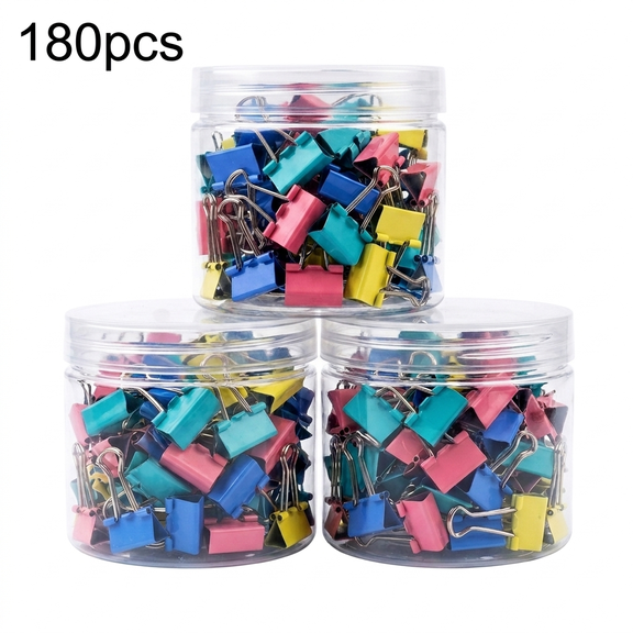 ROSEXIXI Office Supplies Binder Clips 180pcs 0.6in Colored Metal Clips Assorted Paper Clamps To File Organizer Decorative Filing Products To File Folders For Folders With Pockets School Home
