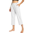 thumbnail image 2 of Stamzod Capri Pants for Women Plus Size Straight Leg Summer Capris with Pockets Casual Work Cropped Trousers White L, 2 of 8