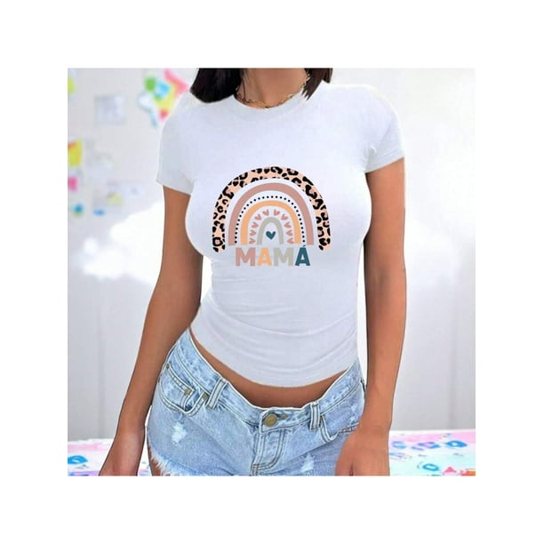 Playera Blusa De Mamá Estilo Arcoiris – Amor, Arcoíris y Corazones en Cada Suspiro Color Blanco Talla Chica Marca Emil SaEs