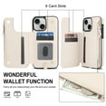 thumbnail image 6 of Wallet Case for Apple iPhone 15, with Crossbody Shoulder Strap & Hand Wrist Cards Holder Zipper Pocket Stand Feature Full Protective Shockpoof Phone Case for iPhone 15, White, 6 of 8