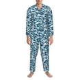 thumbnail image 3 of Naloa Ocean Waves Men’s Pajamas Set - Long Sleeve Button Down Sleep Shirt and Pajama Bottoms Sleepwear Set-XX-Large, 3 of 7