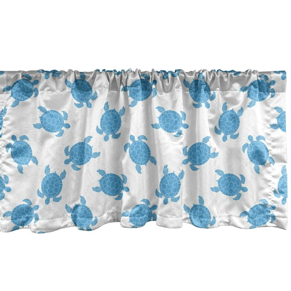Ambesonne Underwater Valance Pack of 2, Sea Turtles Exotic Ocean, 54"X12", Azure Blue White