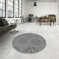 thumbnail image 3 of Ahgly Company Indoor Round Patterned Carbon Gray Area Rugs, 3' Round, 3 of 6