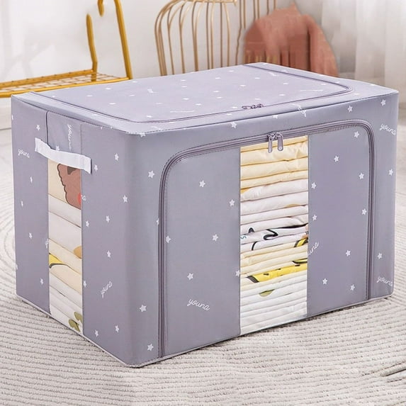 Oxford Cloth Large Capacity Household Blanket Zipper Moving Bag Sorting Bags Quilt Clothes Organizer Quilt Storage Bag GREY