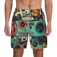 thumbnail image 2 of Picia Retro Pop Art Collage pattern Mens Swim Trunks with Compression Liner Stretch Beach Shorts Quick Dry with Zipper Pockets No-Chafing Board Shorts-3X-Large, 2 of 9