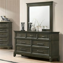Bowery Hill Traditional Wood 7-Drawer Dresser with Mirror in Gray