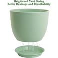 thumbnail image 2 of 12/10/9 Large Modern Plant Pots, Plastic Planters with Drainage Holes and Saucers for Indoor Outdoor Plants Flowers, Green, 2 of 5