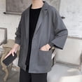 thumbnail image 2 of Men Spring Suit Jacket Men Suit Coat Solid Color Spring Summer Suit Jacket Single-button Lapel Design 3/4 Sleeve Loose Fit Casual Business Outerwear, 2 of 8