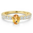 thumbnail image 3 of Gem Stone King 14K Two Tone Gold Yellow Citrine and Lab Grown Diamond Engagement Ring for Women | 1.38 Cttw | Oval Checkerboard 7X5MM | Gemstone November Birthstone | Size 7, 3 of 6