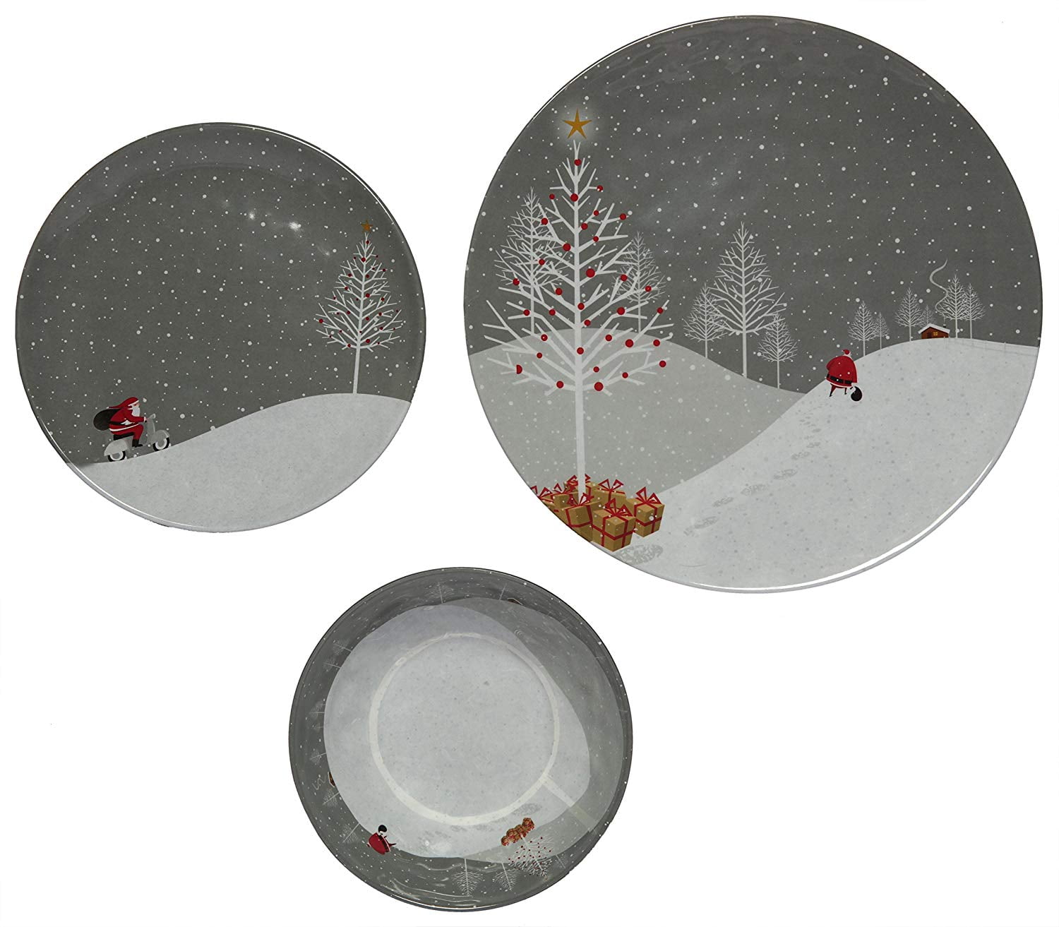 Melange Santa Comes Home 36 Piece Dinnerware Set Service For 12 Walmart Com Walmart Com