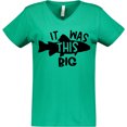 thumbnail image 3 of Inktastic It Was This Big Fishing Humor Women's V-Neck T-Shirt, 3 of 5