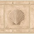 thumbnail image 1 of Faux Bricks with Seahorse Seashell Beige Wallpaper Border Retro Design, Roll 15' x 7'', 1 of 3