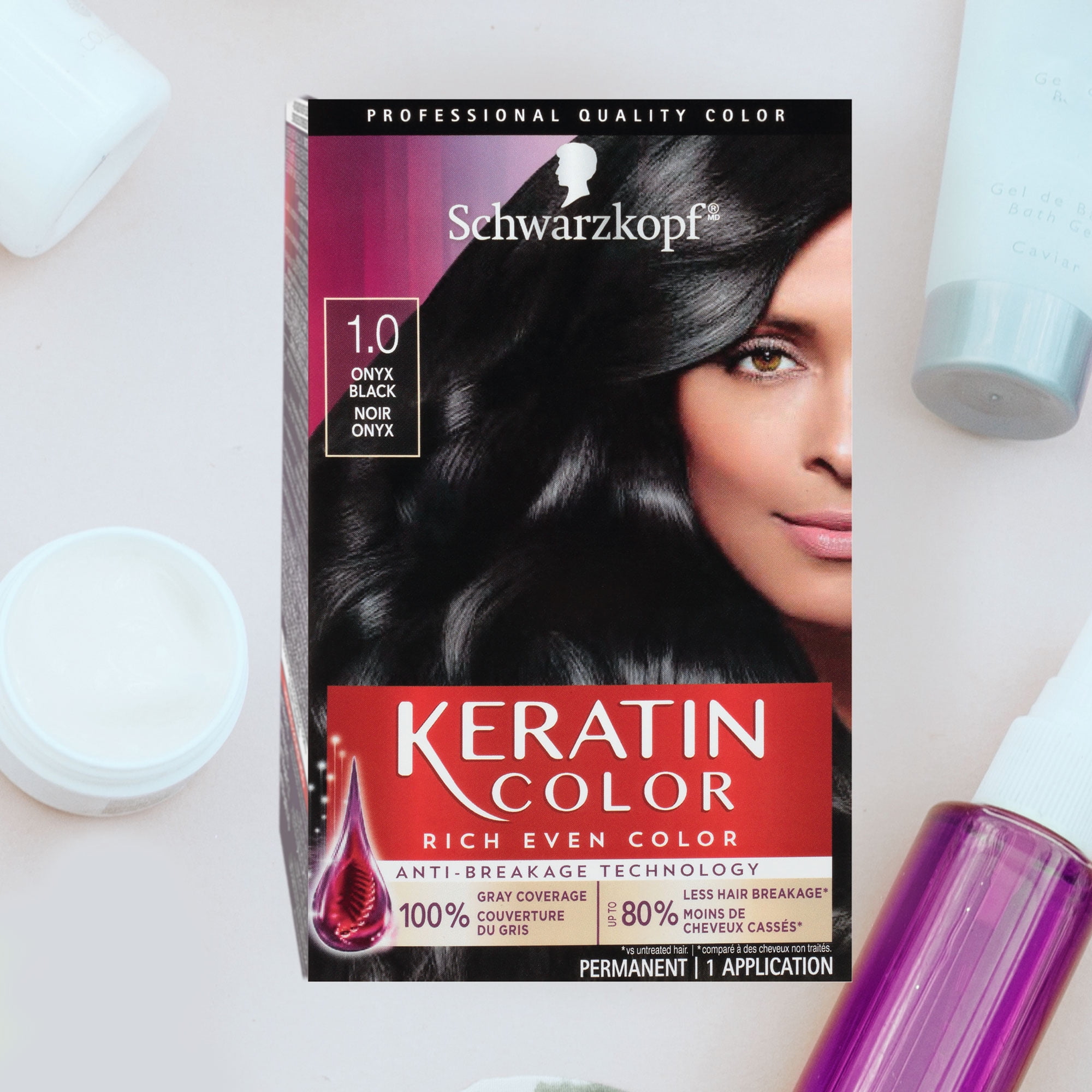 Schwarzkopf Keratin Permanent Hair Color Cream 1 0 Black Onyx Walmart Com Walmart Com