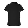 thumbnail image 5 of Lovskoo Summer Tops for Women 2024 V Neck Short Sleeve Solid Color Lace Collar Button Trendy Comfortable Breathable T Shirt Black, 5 of 7