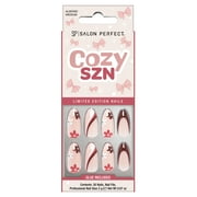 Salon Perfect Halloween Fall Artificial Fake Press On Nails, 399 Matte Flower Swirl, Medium Almond, File, Glue and Prep Pad Included, 30 Nails
