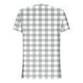 thumbnail image 6 of XUNKUSGA Plus Size Tops for Women Oversized T-shirts V-neck Plaid Shirt Trendy Striped Summer Tops with Button for Work Office,Business,Dating S-3XL, 6 of 7