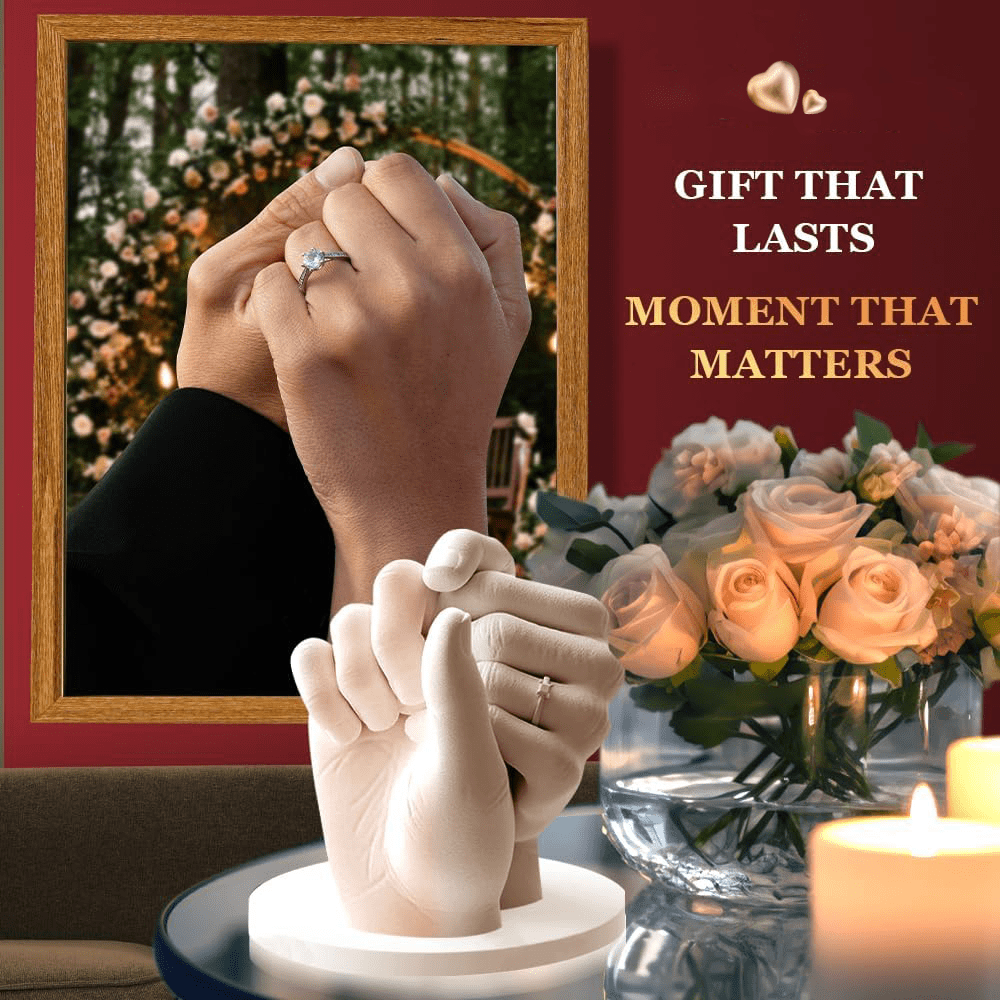 Hand Casting Kit – Couples Easy DIY Plaster Mold Kit with Base & Practice Kit, Romantic Keepsake Gift for Anniversary, Wedding, Birthday, Valentine’s Day,Non-Toxic,Safe for Adults