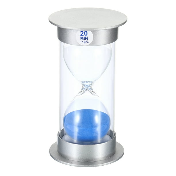 Temporizador de arena de 20 minutos Uxcell, reloj de arena, cuenta regresiva de vidrio de arena, arenas azules
