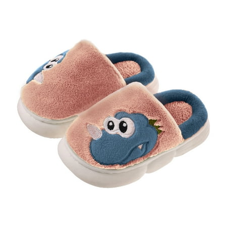 

Cathalem Outdoor Foam Children Cotton Slippers Boys Girls Autumn Winter Warm Wool Slippers Small Medium Children Cartoon Dinosaur Shoes Pink 4 Years