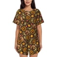 thumbnail image 1 of Fotbe Chrysanthemum turkey Conjunto de Pijama Estampado para Mujer, 2 Piezas, Ropa de Dormir con Camiseta de Manga Corta y Shorts Suaves-4X-Large, 1 of 6
